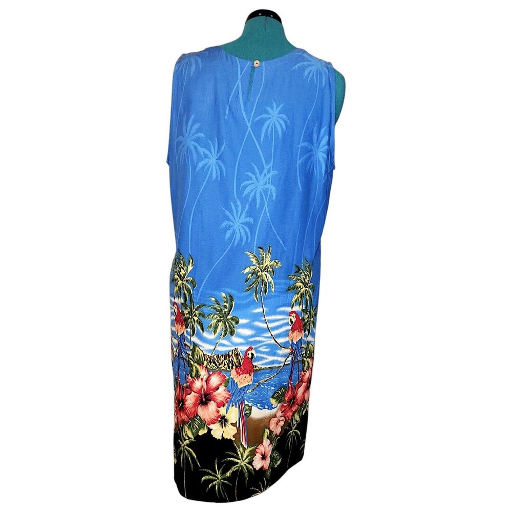 Tiki Palm -NEW - Size XL Sequin Beaded Wide Strap Hawaiian Print Dress - Picture 8 of 8